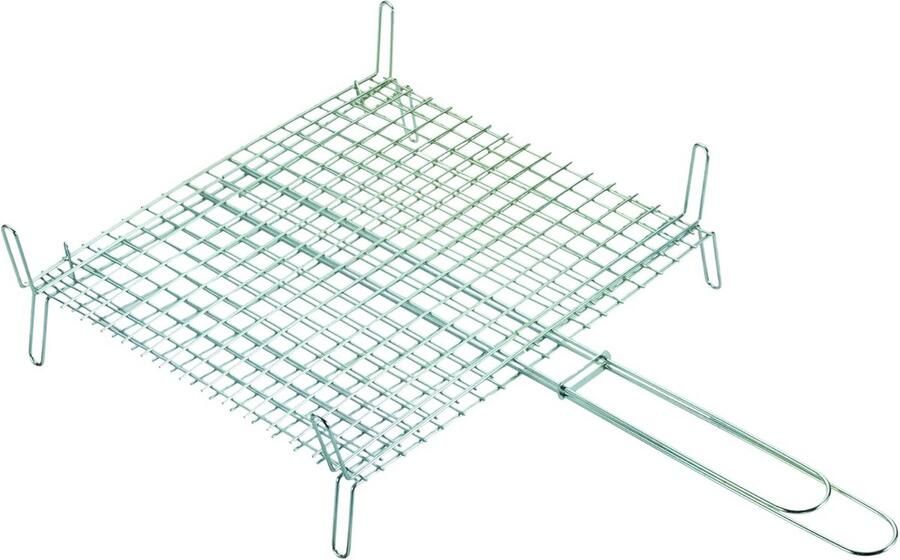 Grillrooster Dubbel Geruit BBQ Rooster Buiten Koken Verzinkt Staal 30x35 cm Rooster Zilverkleurig
