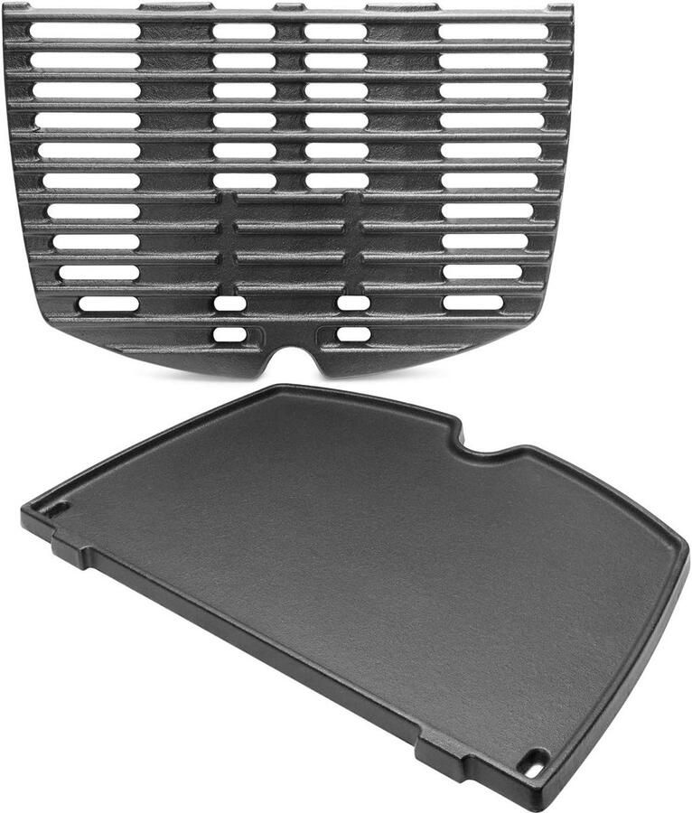 Grillrooster en Pan Reserveonderdelen Barbecueën Buiten Gietijzer Materiaal 32 x 216 cm Zwart