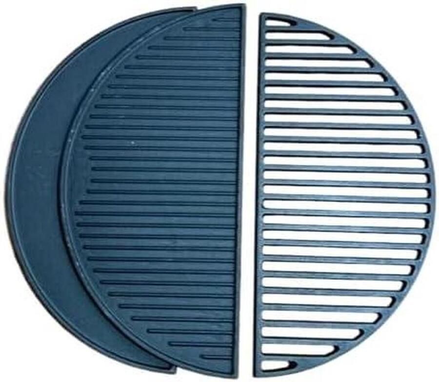 Grillrooster en Plaat Set Kamado Accessoires Buiten Koken Gietijzeren Combinatie XXL 55 cm Zwart