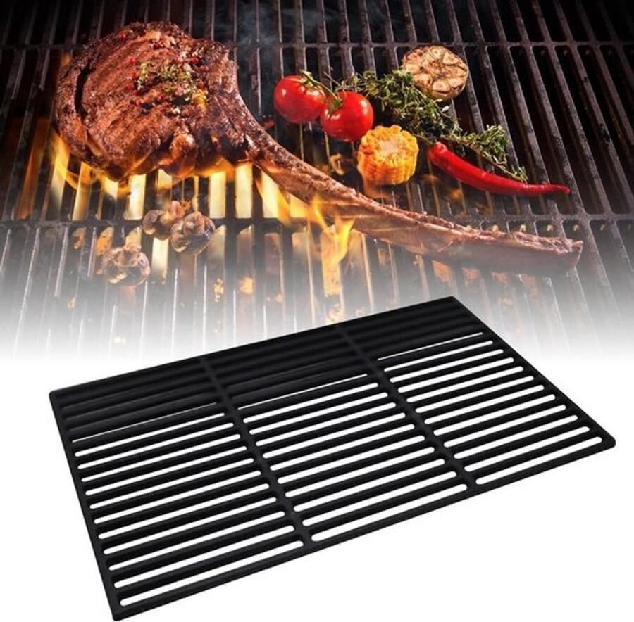 Grillrooster Gietijzer Barbecue Rooster Buiten Koken Gelijkmatige Warmteverdeling 60 x 40 cm Zwart