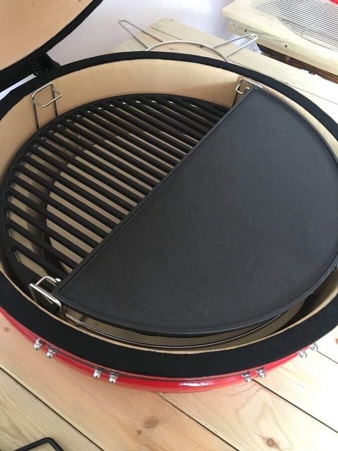 Grillrooster Gietijzer Halve Maan Buiten Koken Heavy Duty Ontwerp 46.5 cm Zwart