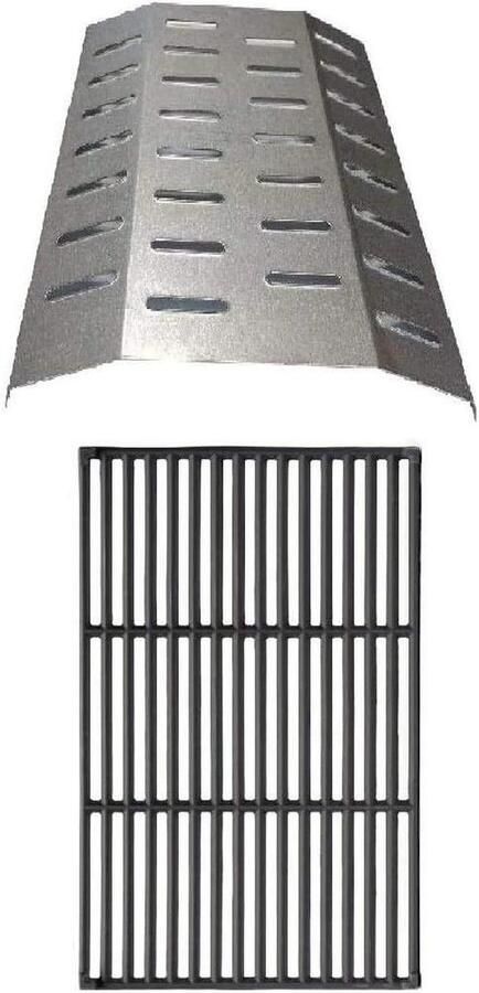 Grillrooster Gietijzer Reserveonderdeel Barbecue Buiten Koken Inclusief Vetvanger 45 x 30 cm Zwart