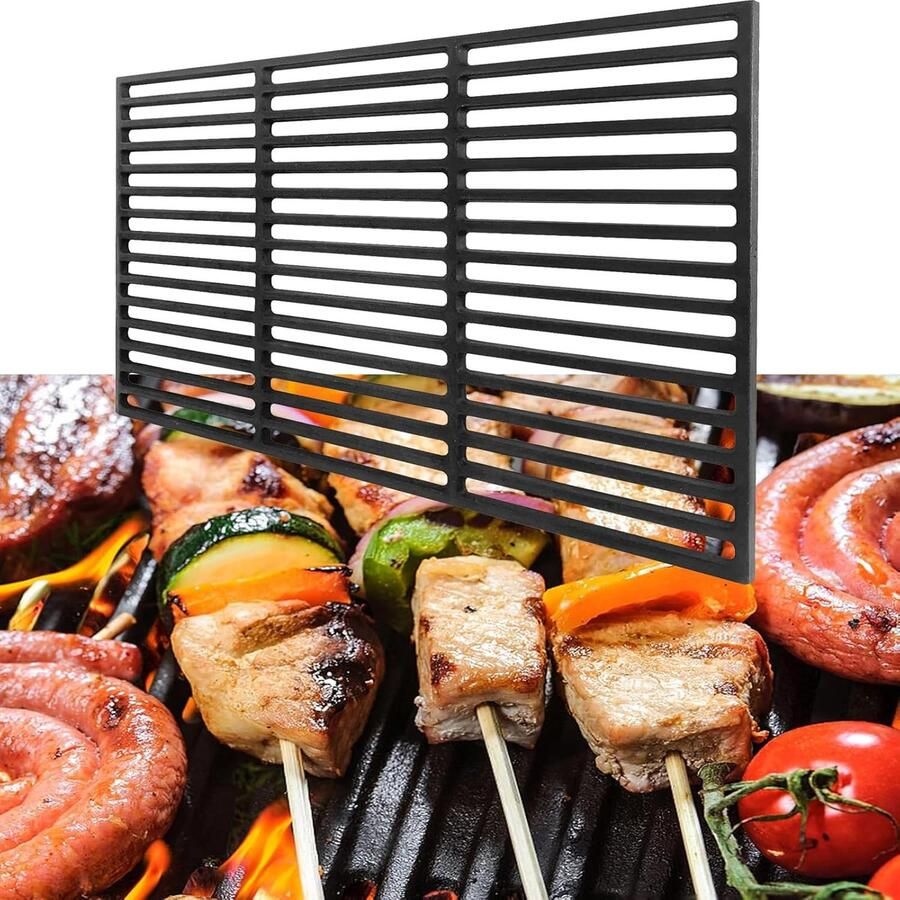 Grillrooster Vervangend rooster BBQ Gerechten Bereiden Gietijzer Materiaal 60 x 40 cm Zwart
