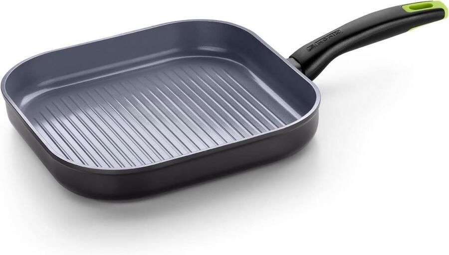 Grillrooster Grillpan Gestreept Gezond Koken Recycled Aluminium 28 cm Zwart