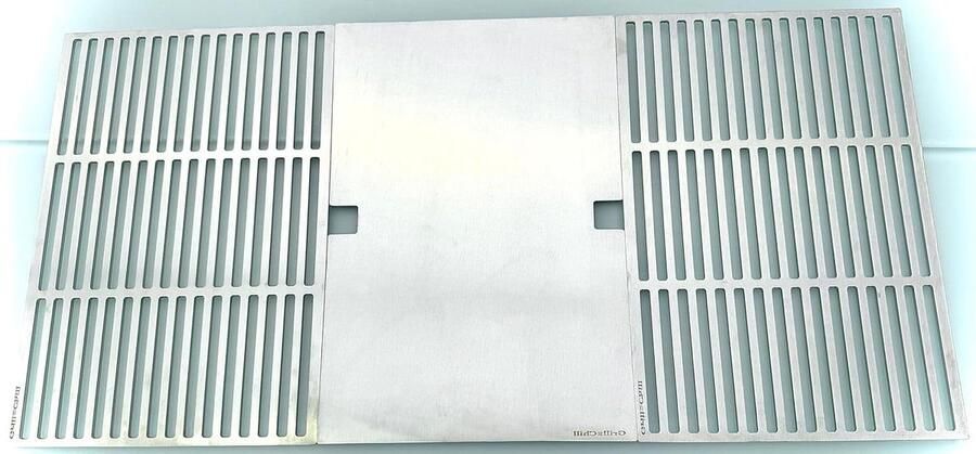 Grillrooster Grillplaat Combinatie Rooster Buiten Koken Roestvrij Staal V2A 78 x 444 cm Zilverkleurig