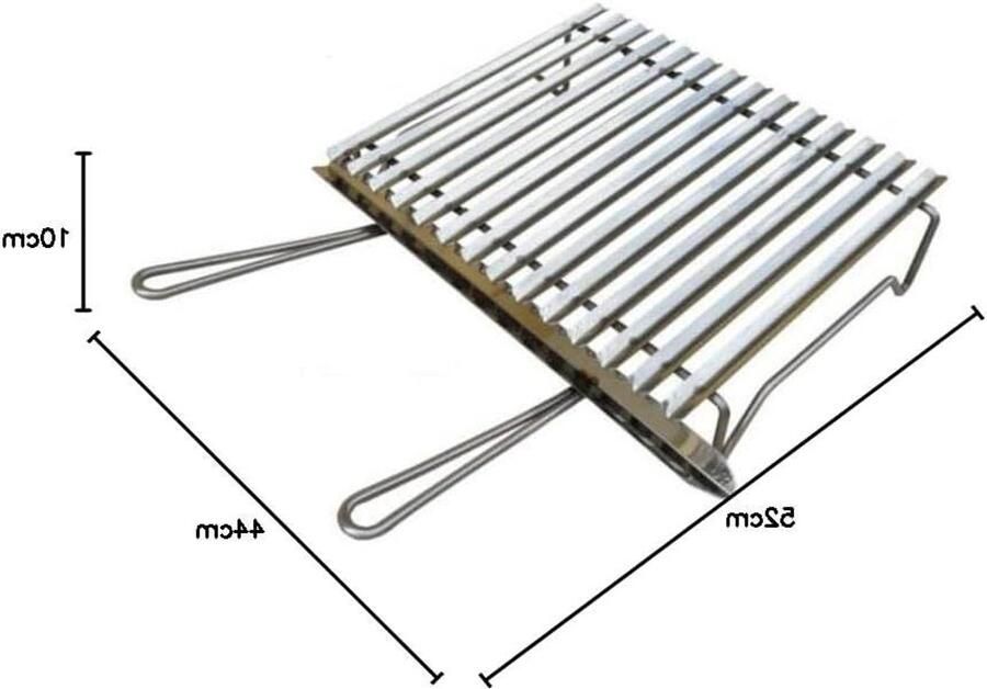 Grillrooster met Handgrepen Barbecue Rooster Buiten Koken Roestvrij Staal AISI 430 50x40 cm Zilver