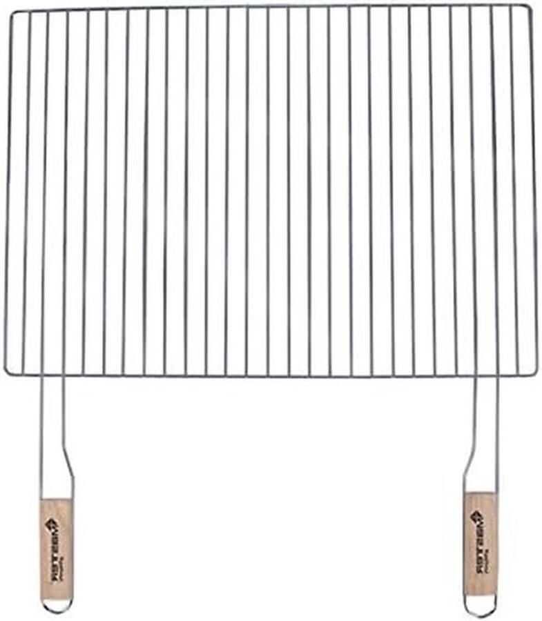 Grillrooster met Houten Handvatten BBQ rooster vervangend rooster Barbecueën Verchroomd staal 54 x 38 cm Zilver