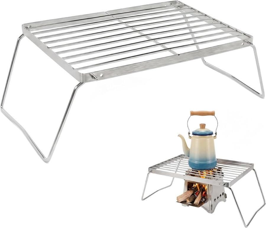 Grillrooster met poten 30 x 16 x 13 cm grillrooster klapgrill grillrooster roestvrij staal draagbaar outdoor grillrooster om neer te zetten voor camping trekking tuin