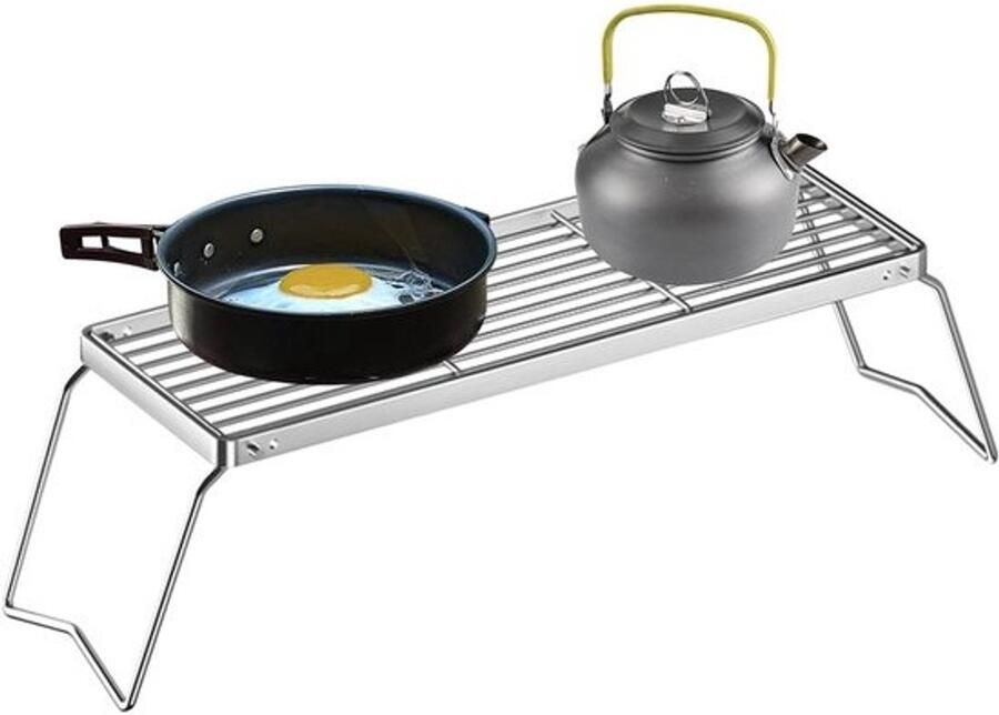 Grillrooster Opvouwbaar Draadgaas Rooster Buiten Koken Roestvrij Staal 46 cm Zilver
