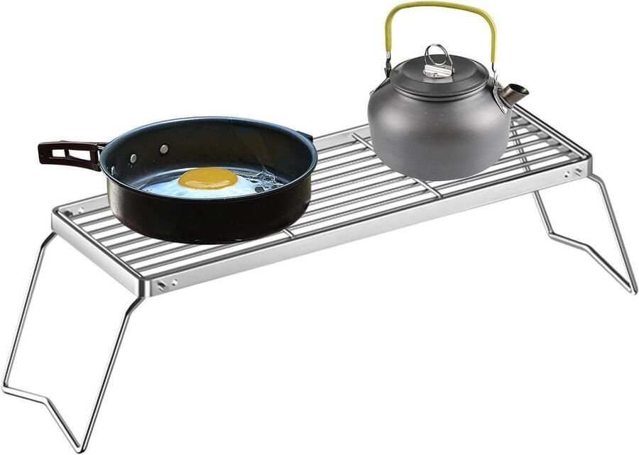 Grillrooster Opvouwbaar Draadgaas Rooster Buiten Koken Roestvrij Staal 46 cm Zilver