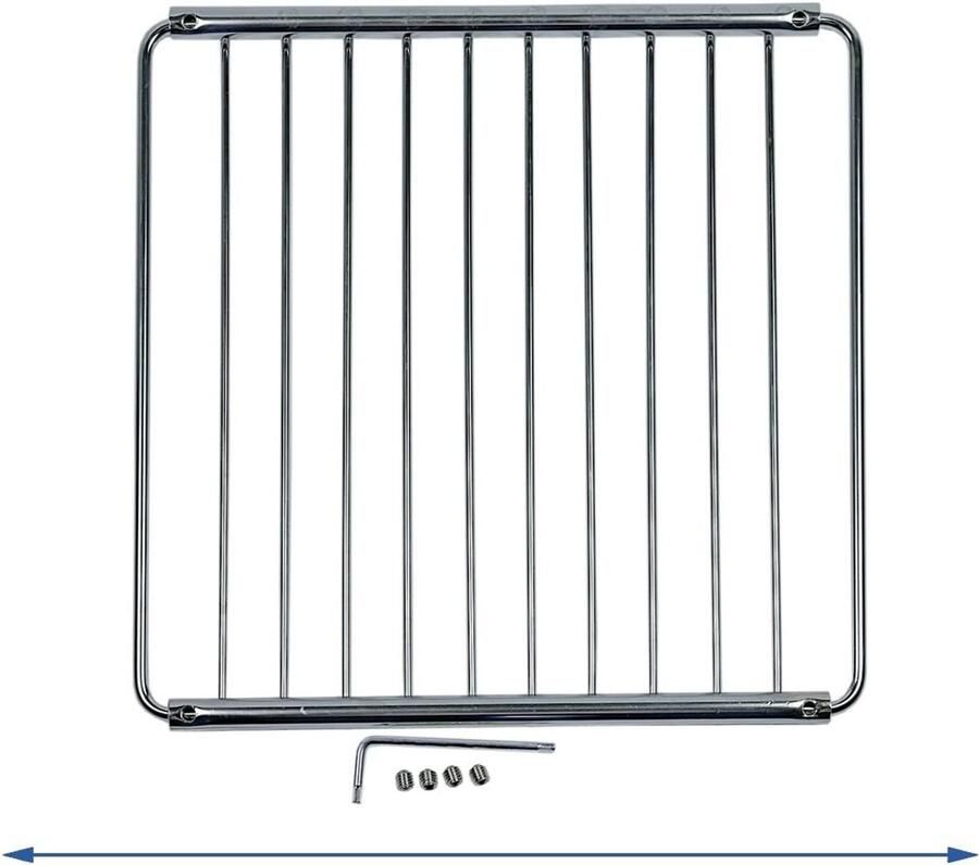 Grillrooster plank ovenrooster opbergrek 230-400x230mm uittrekbaar en uitbreidbaar met 4 cm extra rooster verchromd oven
