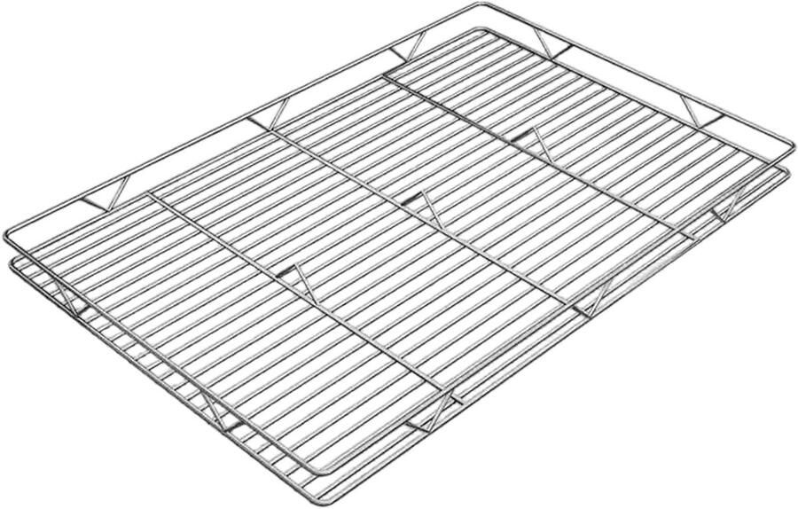 Grillrooster Rechthoekig Bakrek Koelrek Bakken Grillen Braden Roestvrij Staal 50 x 40 cm Zilver