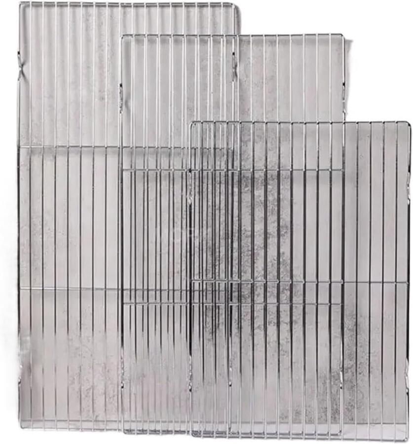 Grillrooster Rechthoekig BBQ Mat Outdoor Koken Roestvrij Staal 20.5 x 41 cm Zilver
