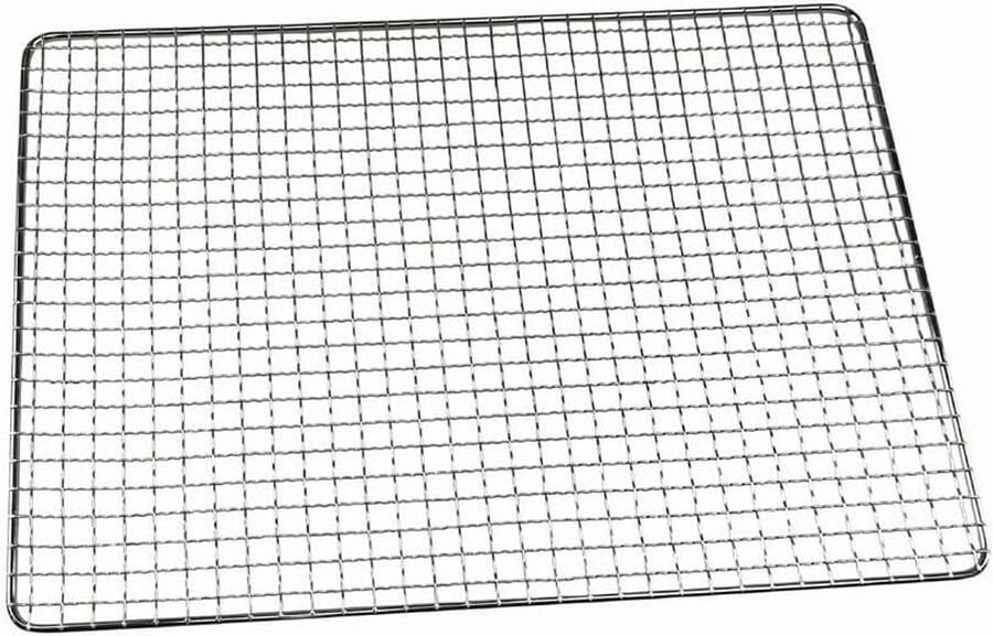 Grillrooster Rechthoekig BBQ rooster Buiten koken Hittebestendig verzinkt 60 x 30 cm Zilver