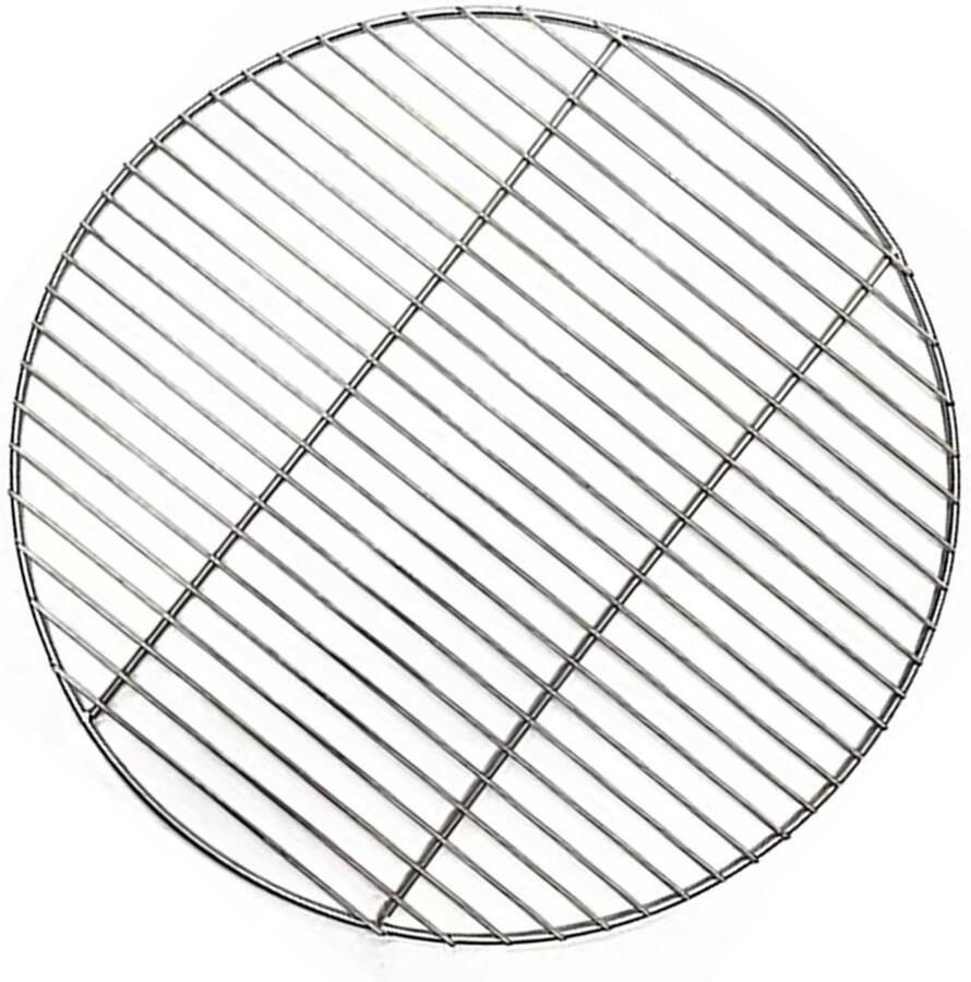 Grillrooster Roestvrij Staal Bakplaat Camping Buiten Koken Spiegelgepolijste Afwerking 40 cm Diameter Zilverkleurig