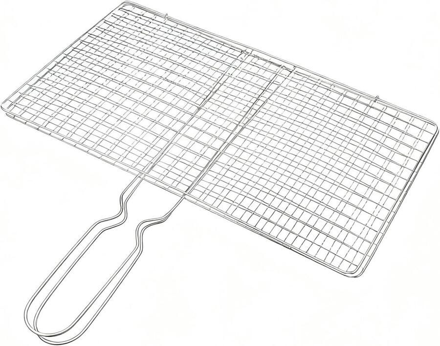 Grillrooster Roestvrij Staal Barbecue Mand Buiten Koken Gelijkmatige Warmte 34 x 19 cm Zilver
