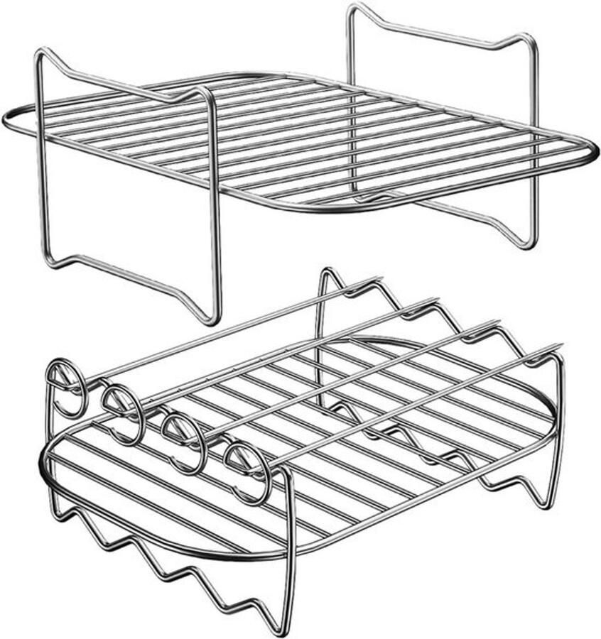 Grillrooster Roestvrij Staal Barbecue Mand Buiten Koken Inclusief Kip Houder 13.8 x 20.5 cm Zilverkleurig