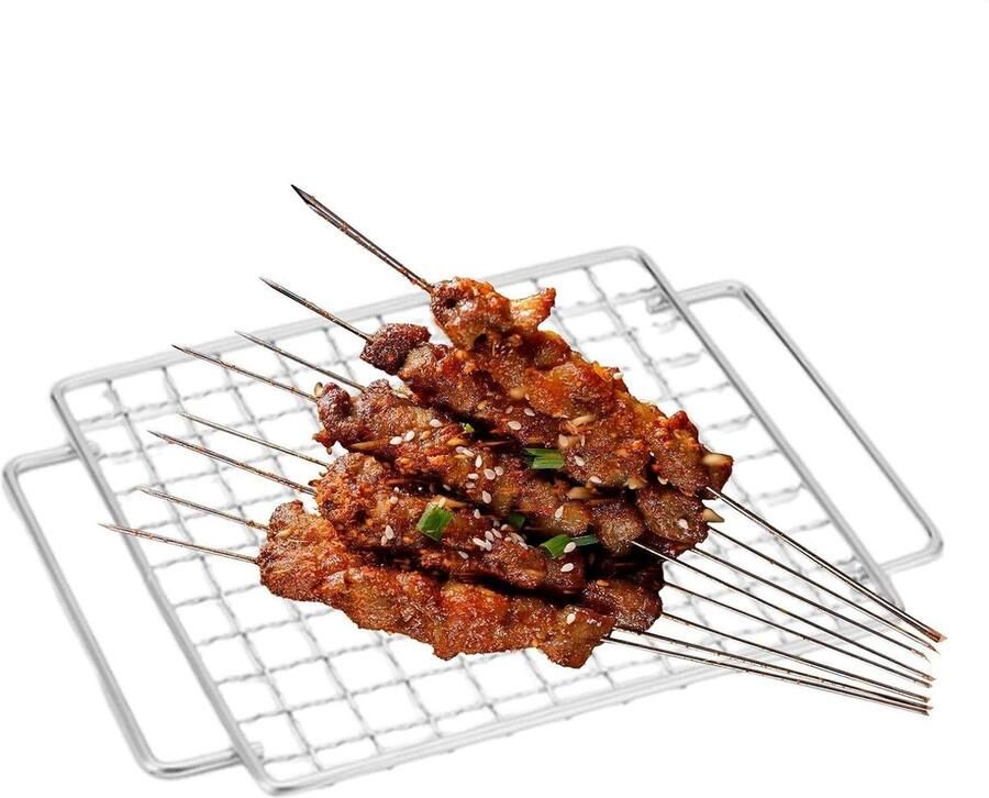 Grillrooster Roestvrij Staal Barbecue rooster Buiten koken Geïntegreerde handgrepen Middelgrote maat Zilver