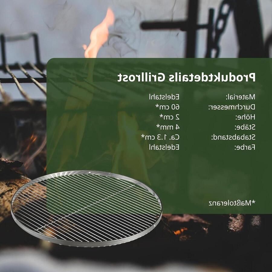 Grillrooster Roestvrij Staal BBQ Rooster Vervanging Buiten Koken Galvanisch Gereinigd Gepolijst 60 cm Diameter Zilver