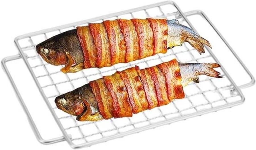 Grillrooster Roestvrij Staal Braadrooster Kookrooster Buiten Koken Duurzaam Materiaal Middelgrote Maat Zilver