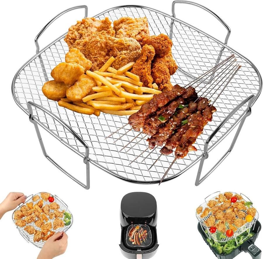 Grillrooster roestvrijstalen Air Fryer Rack accessoire voor dehydratiestandaard oven 20 x 20 5 x 10 cm