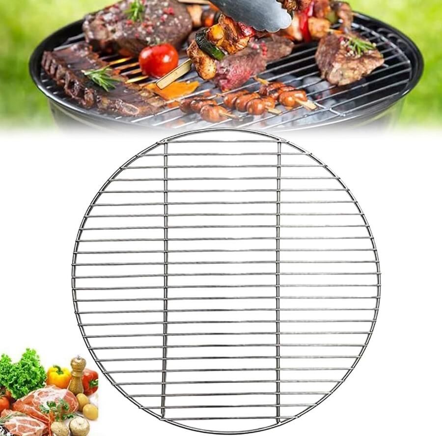 Rond Grillrooster Roestvrij Staal Buiten Grillen Gelijkmatige Warmte 35 cm Diameter