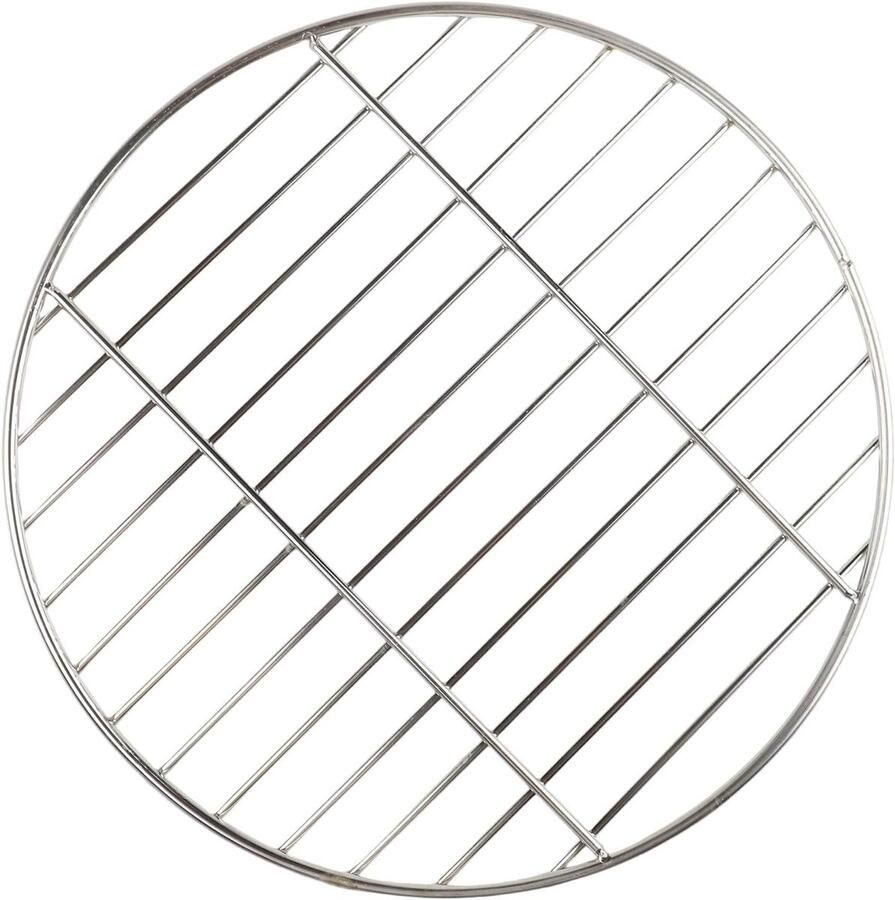 Grillrooster Rond Bakplaat BBQ Buiten Koken Roestvrij Staal 35 cm Zilverkleurig