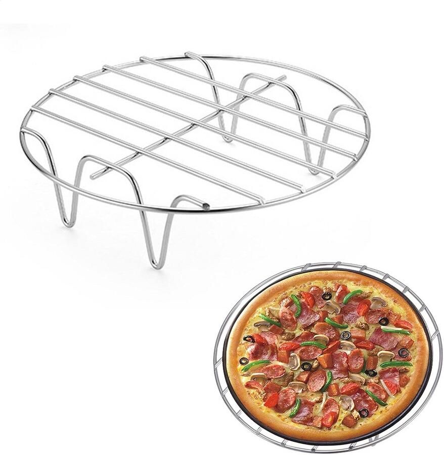 Grillrooster Rond Bakrek Keuken Gezond Koken Roestvrij Staal 19 cm Diameter Zilverkleurig