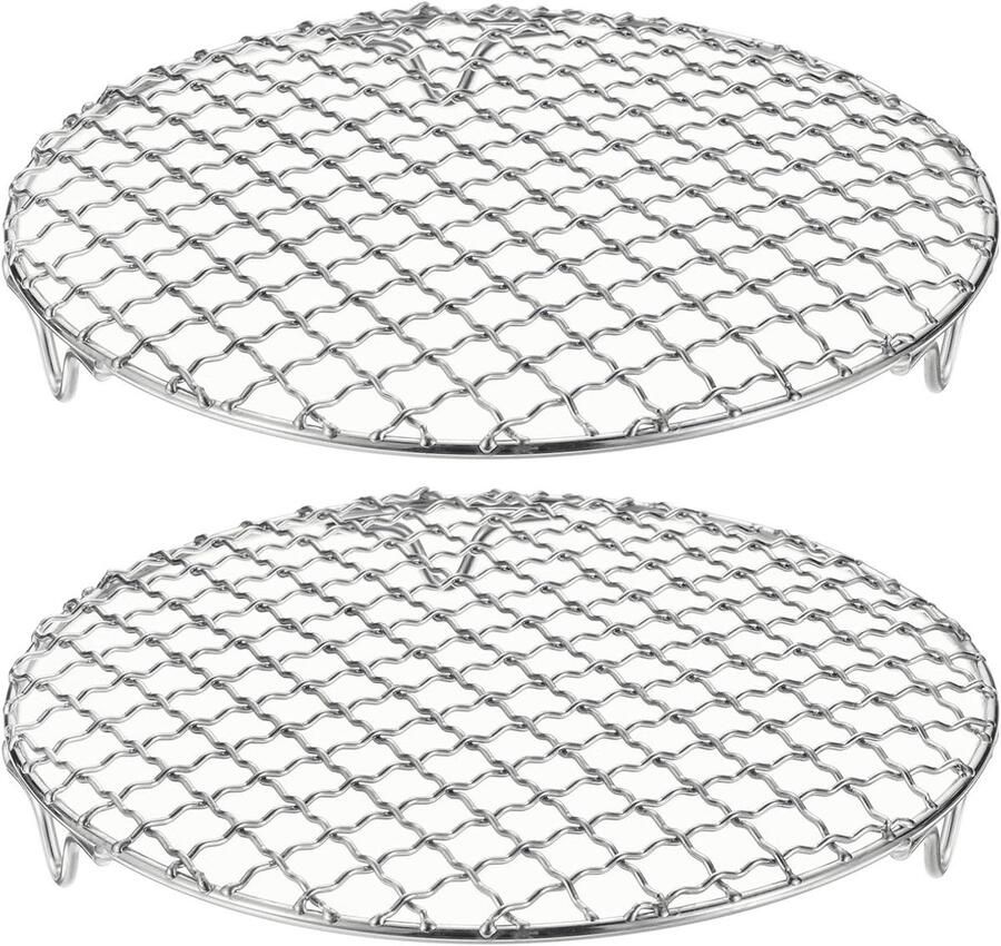 Grillrooster Rond Bakrek Keuken Koken en Bakken Roestvrij Staal 20 cm Diameter Zilverkleurig