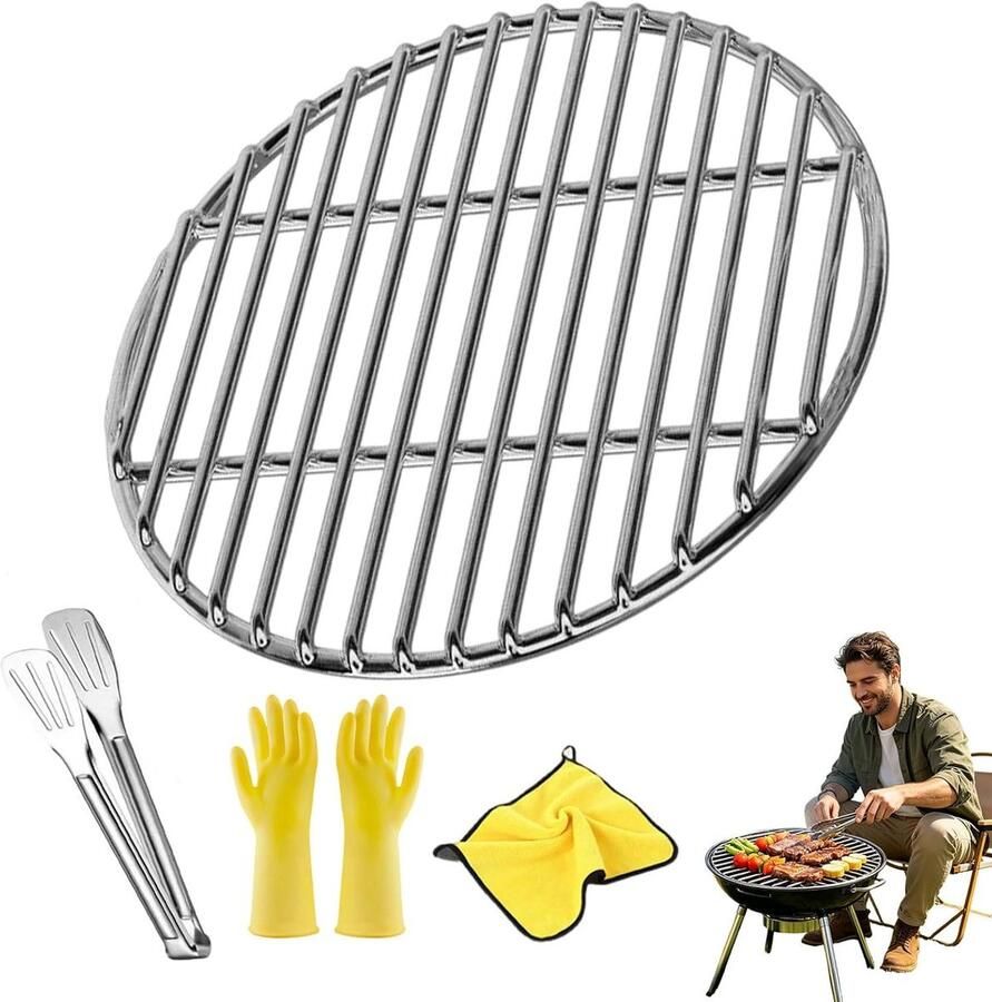 Grillrooster Rond Barbecue Rooster Buiten Koken Verdikt Roestvrij Staal 28-60 cm Zilver