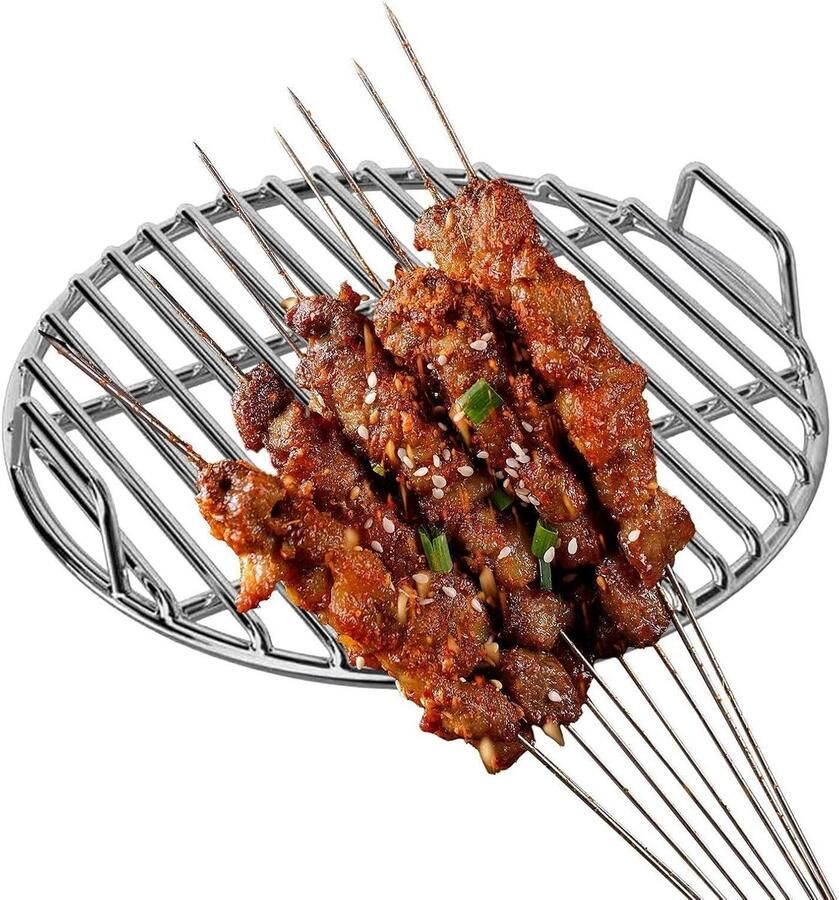 Grillrooster Rond Barbecue rooster Kookrooster Buiten koken Anti-aanbaklaag 40 cm Zilver