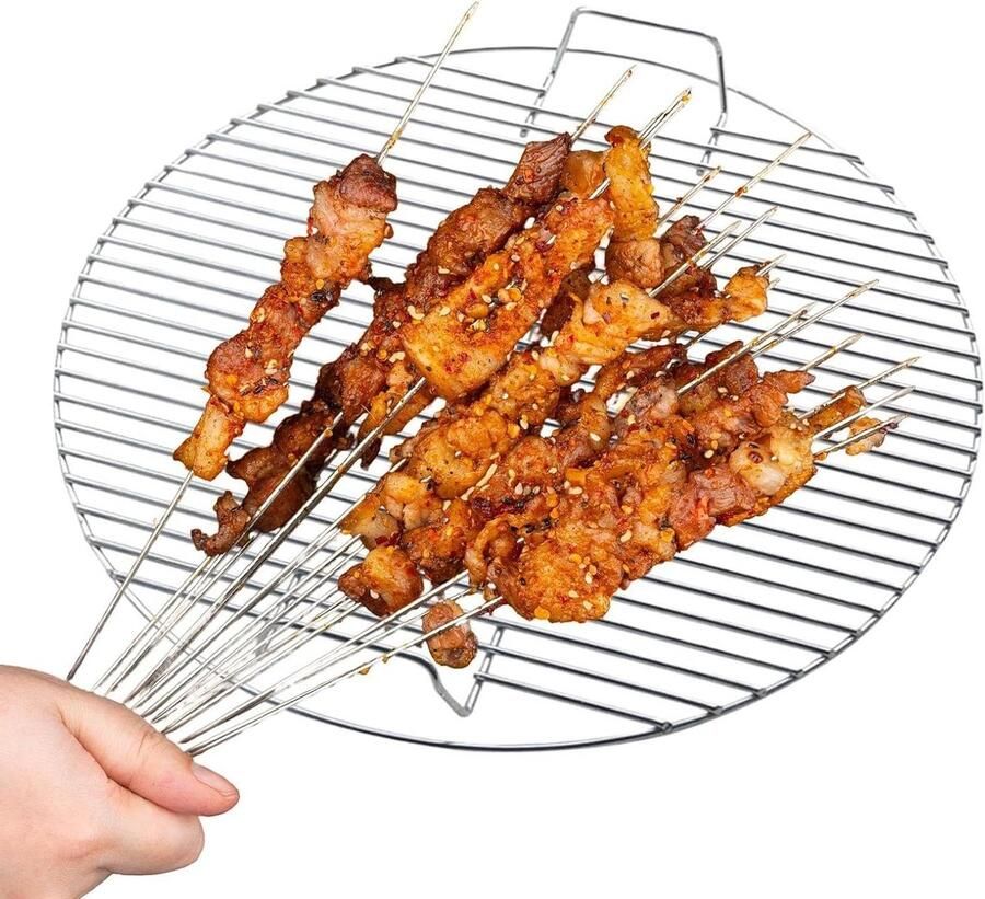 Grillrooster Rond Barbecue Rooster Outdoor Koken Roestvrij Staal 44.5 cm Diameter Zilver