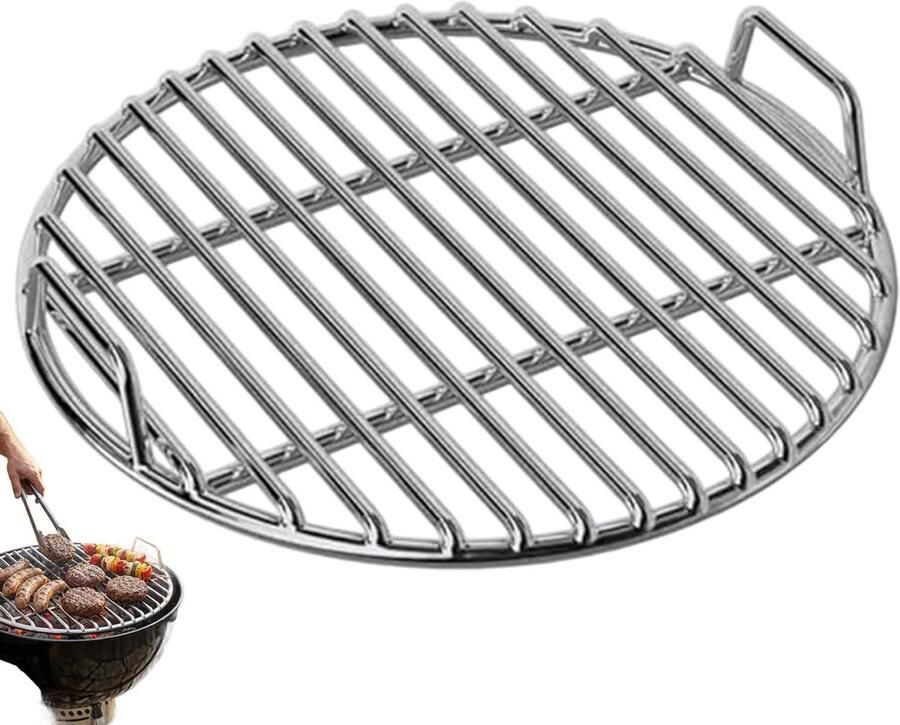 Grillrooster Rond BBQ Rooster Buiten Koken Dik Roestvrij Staal 28 cm Zilver