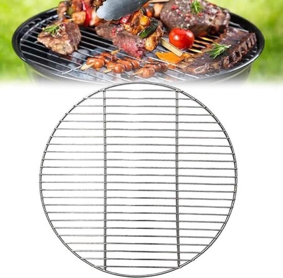Grillrooster Rond BBQ Rooster Buiten Koken Roestvrij Staal 26 cm Zilver