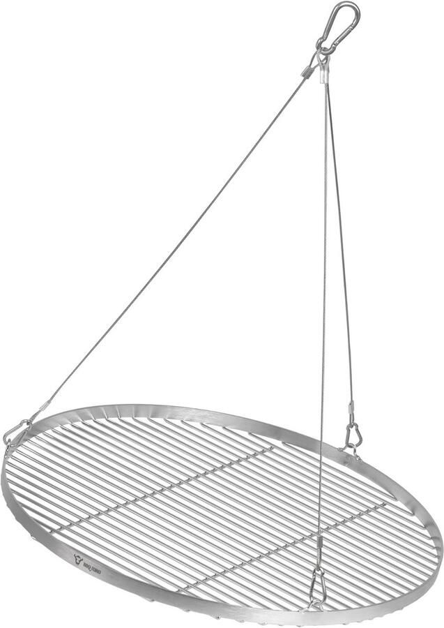 Grillrooster Rond Hanger Rooster Buiten Koken Met Touwophanging 60 cm Diameter Zilverkleurig