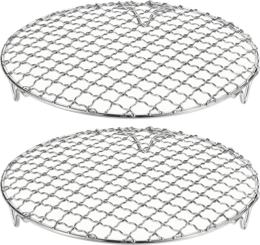 Grillrooster Rond Koelrek Bakplaat Bakken en Koken Verhoogde Poten 20 cm Diameter Zilver