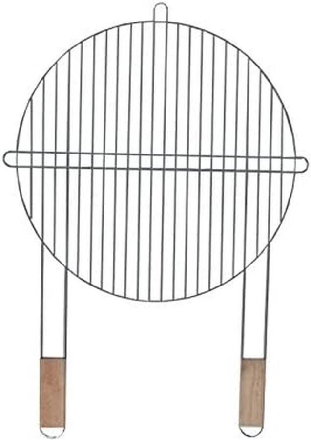 Grillrooster Rond Reserve Rooster Buiten Grillen Met Houten Grepen 46 cm Doorsnede Zilverkleurig