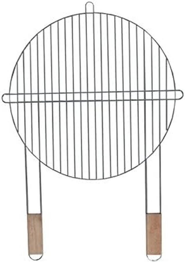 Grillrooster Rond Reserve rooster Buiten koken Met houten grepen 46 cm diameter Zilverkleurig