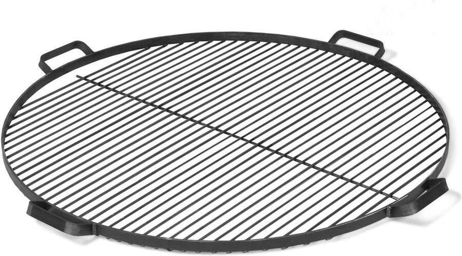 Grillrooster Rond Vuurschaal Rooster Buiten Koken Met 4 Handgrepen Ø 60 cm Zwart