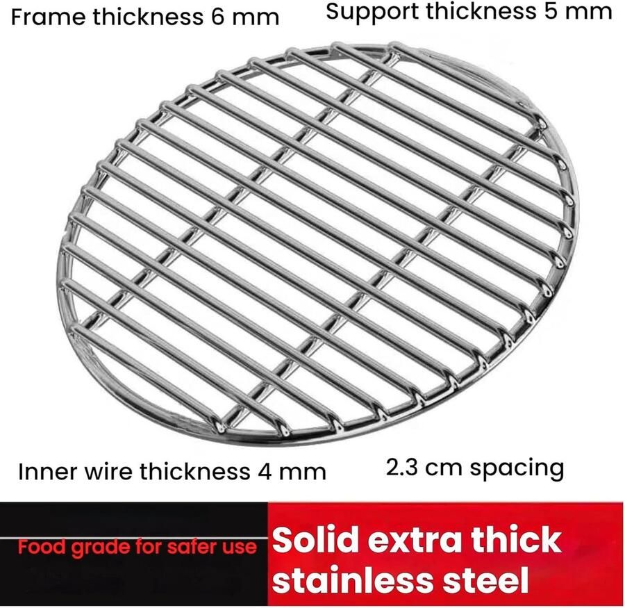 Grillrooster RVS Bakplaat Camping Buiten Koken Extra Dik Materiaal 30 35 40 cm Zilver