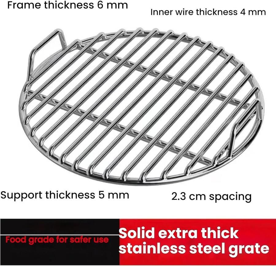 Grillrooster RVS Bakplaat Rond Buiten Koken Extra Dik Materiaal 30 35 40 cm Zilver
