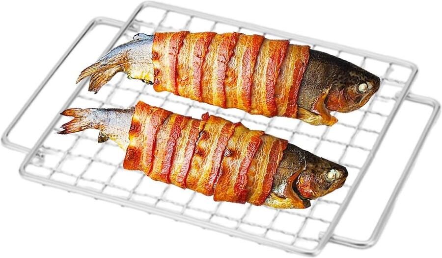 Grillrooster RVS Barbecue Mand Buiten Grillen Herbruikbaar Materiaal 24 x 20 cm