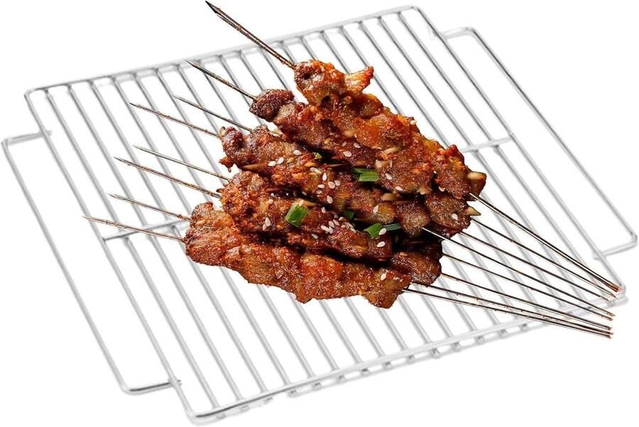 Grillrooster RVS Barbecue rek Buiten koken Hittebestendig materiaal Groot formaat Zilverkleurig