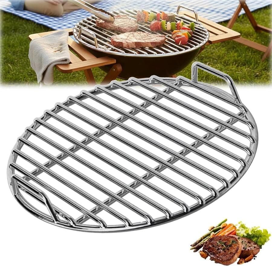 Grillrooster RVS Barbecue rooster Buiten koken Gelijkmatige warmte Ø 28-45 cm Zilver