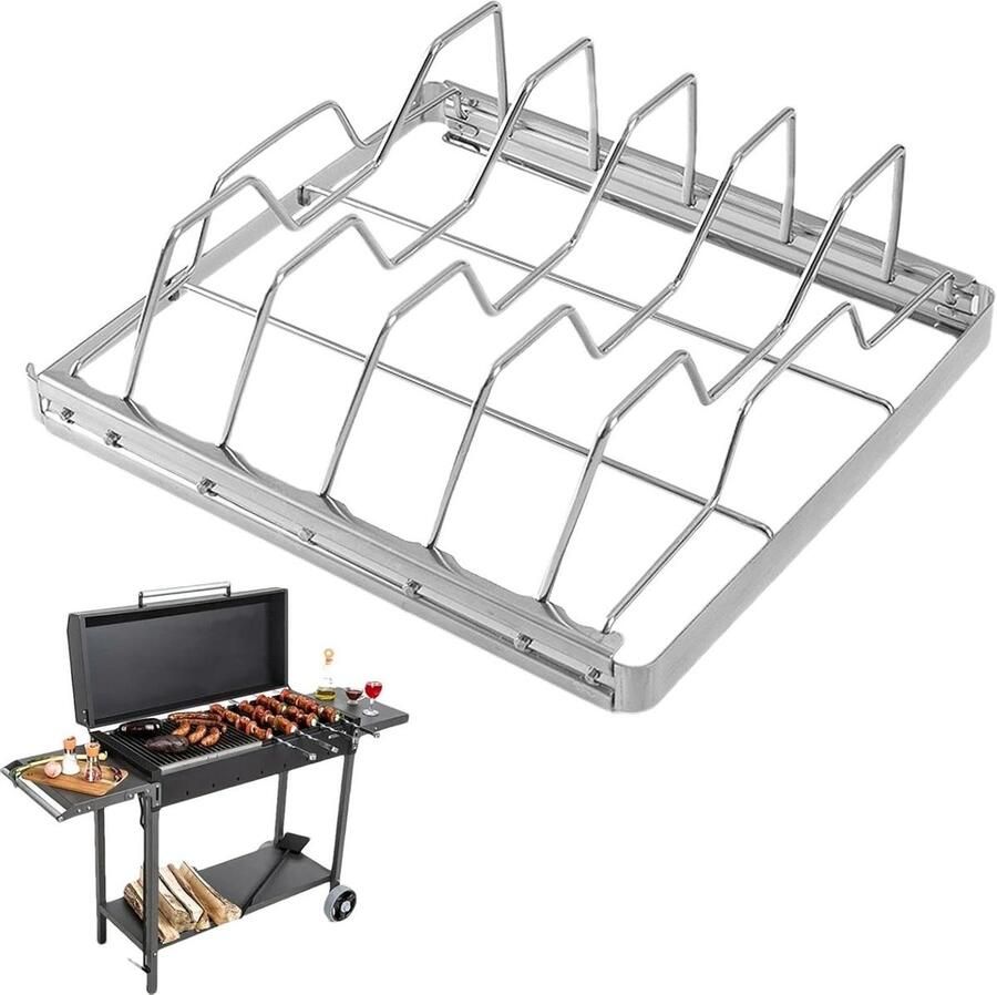 Grillrooster RVS Barbecue rooster Buiten koken Gelijkmatige warmteverdeling 22.4 cm breed Zilver