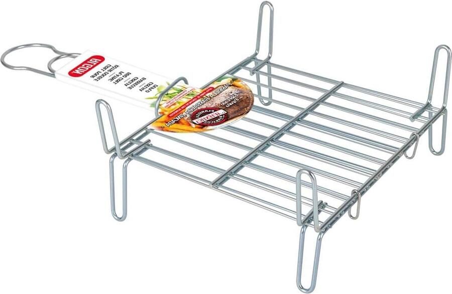 Grillrooster RVS BBQ rooster Buiten koken Gepolijste afwerking 25 x 25 cm Zilver