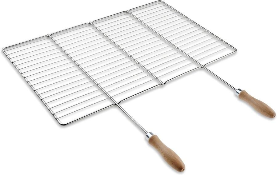 Grillrooster RVS BBQ rooster Buiten koken Handgemaakt 68x38 cm Zilver