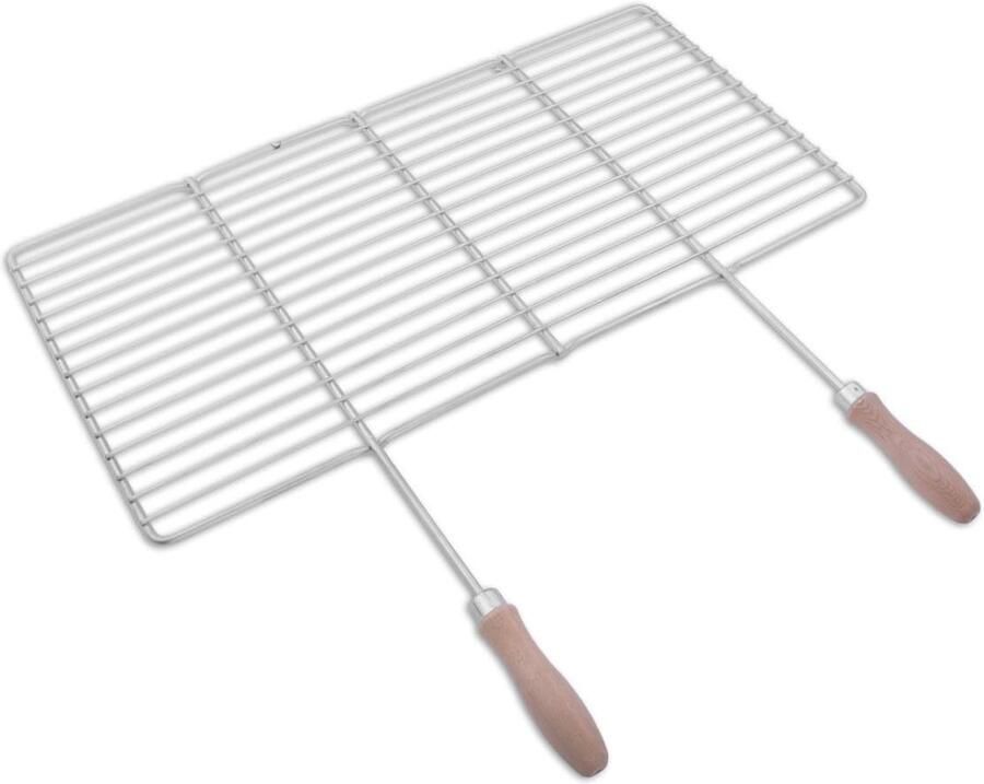 Grillrooster RVS BBQ rooster Buiten koken Handgemaakt EU staal 58.5x30 cm Zilver