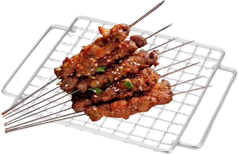 Grillrooster RVS BBQ rooster Buiten koken Met handvatten 2 maten Meerkleurig