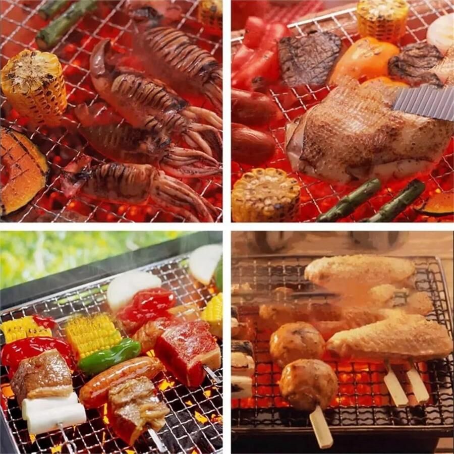 Grillrooster RVS Rond BBQ Rooster Net Buiten Grillen Gelijkmatige Hitteverdeling 38 cm Zilver